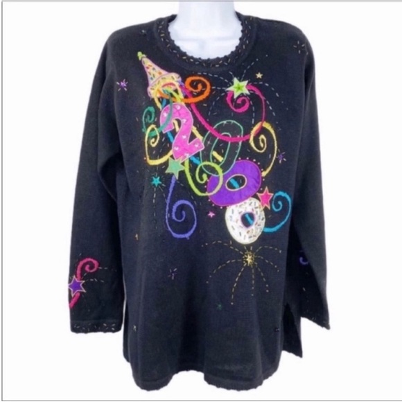 ARRIVISTE Vintage New Years 2000 party tunic sweater S - Picture 1 of 10